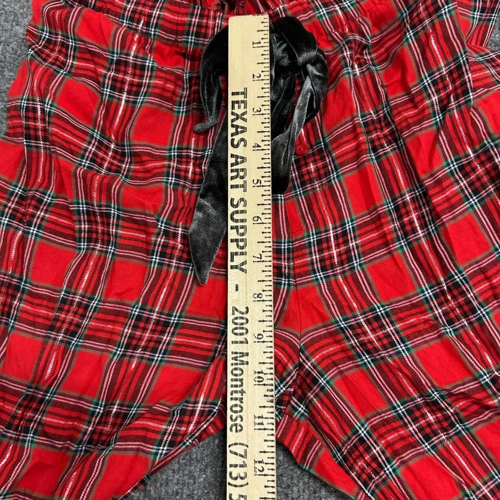 Victoria's Secret PINK Pajama Pants Womens Size Small Red Plaid Velvet Tie Sleep